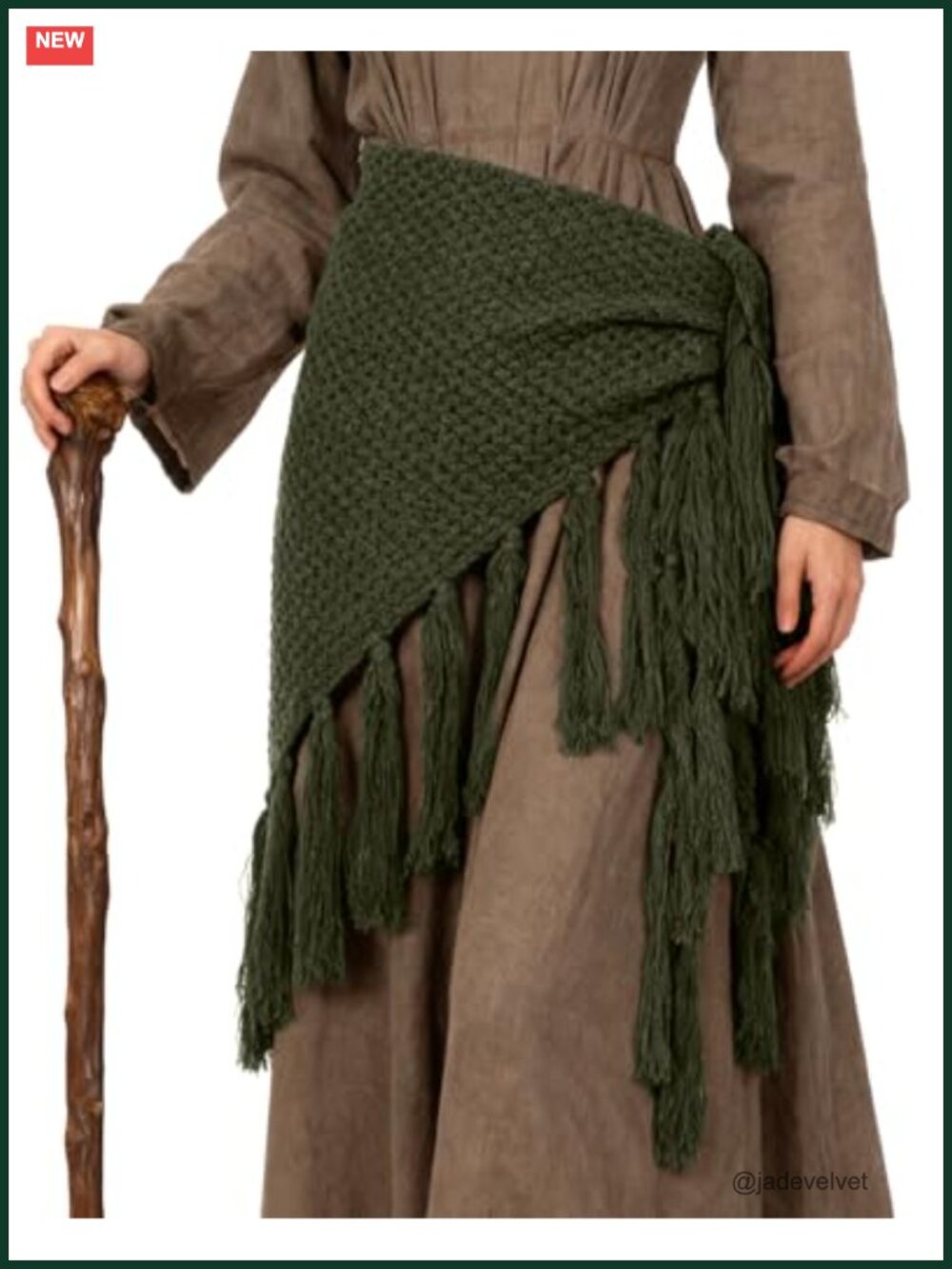 Medieval Witch Fringe Shawl Celtic Tribal Hip Scarf Skirt Wrap